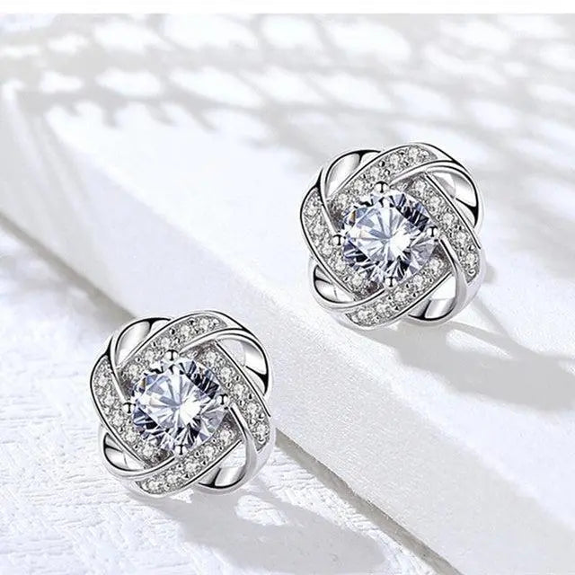 Crystal-Embellished Golden Spiral Earrings
