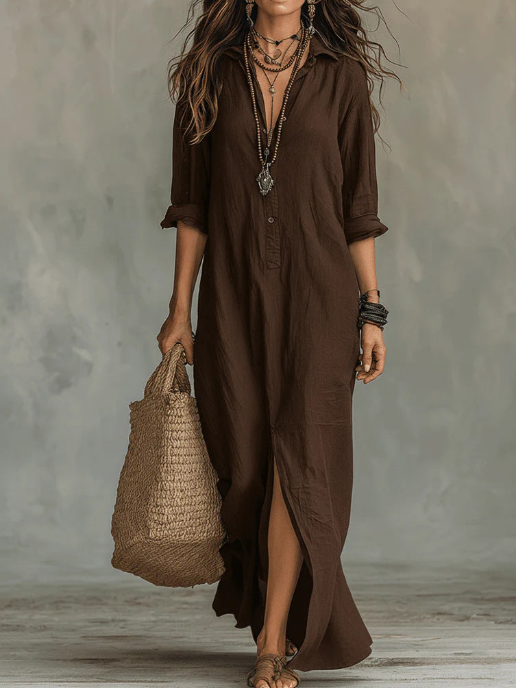 Harper™ | Bohemian Button-Front Maxi Dress
