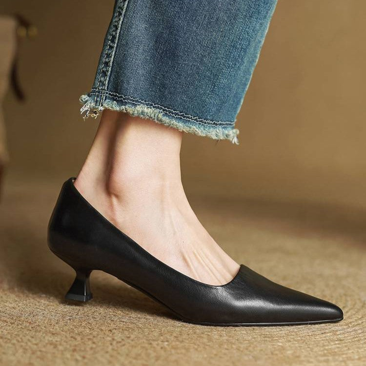 Elise™ | Sculpted Point-Toe Leather Pumps