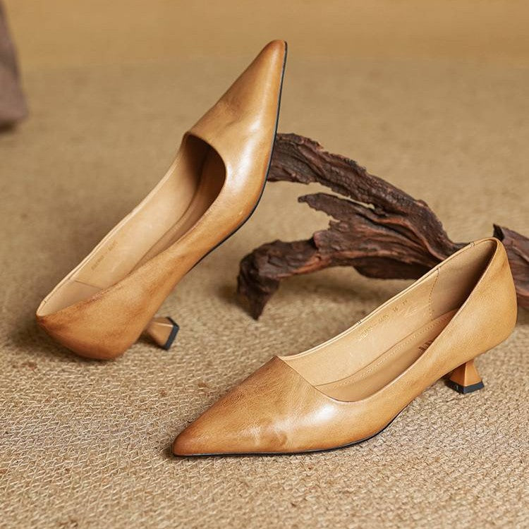 Elise™ | Sculpted Point-Toe Leather Pumps