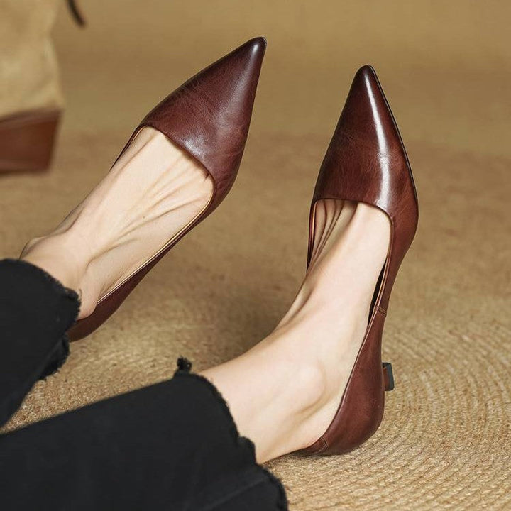 Elise™ | Sculpted Point-Toe Leather Pumps