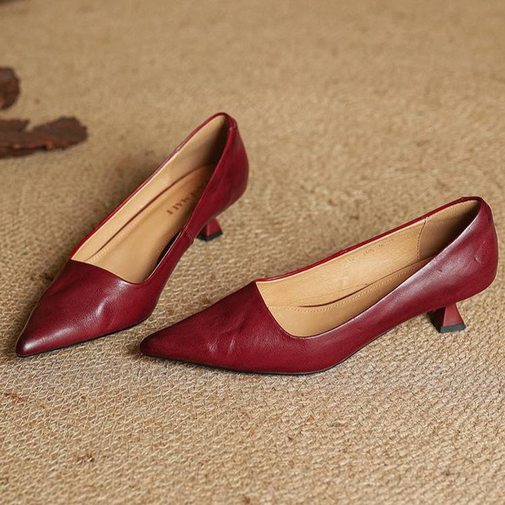 Elise™ | Sculpted Point-Toe Leather Pumps