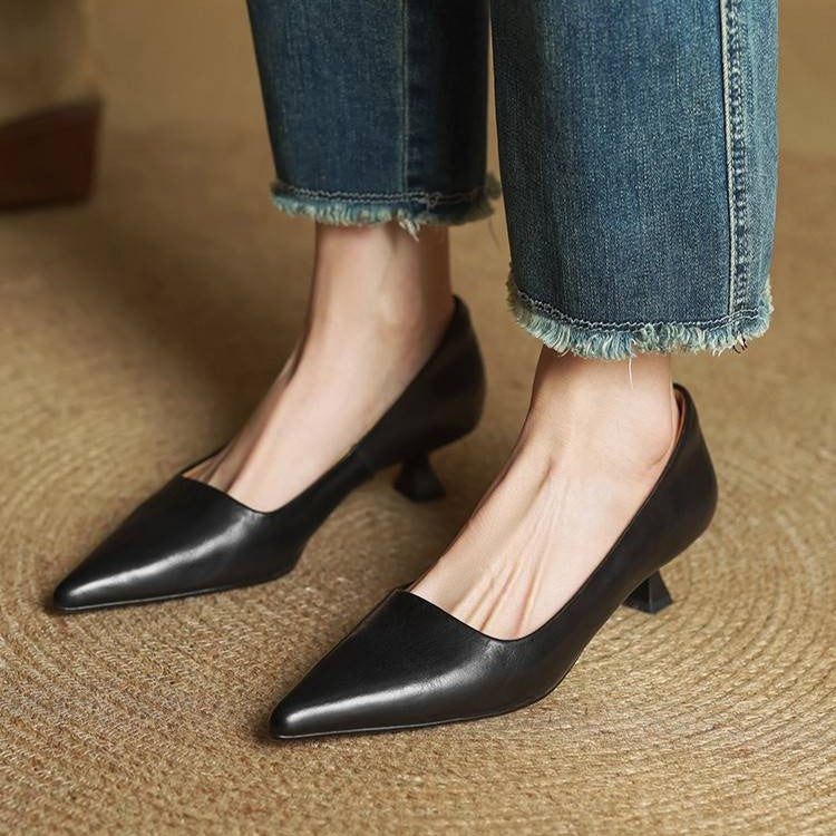 Elise™ | Sculpted Point-Toe Leather Pumps
