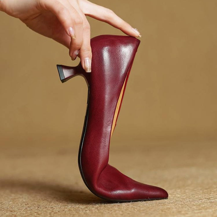 Elise™ | Sculpted Point-Toe Leather Pumps