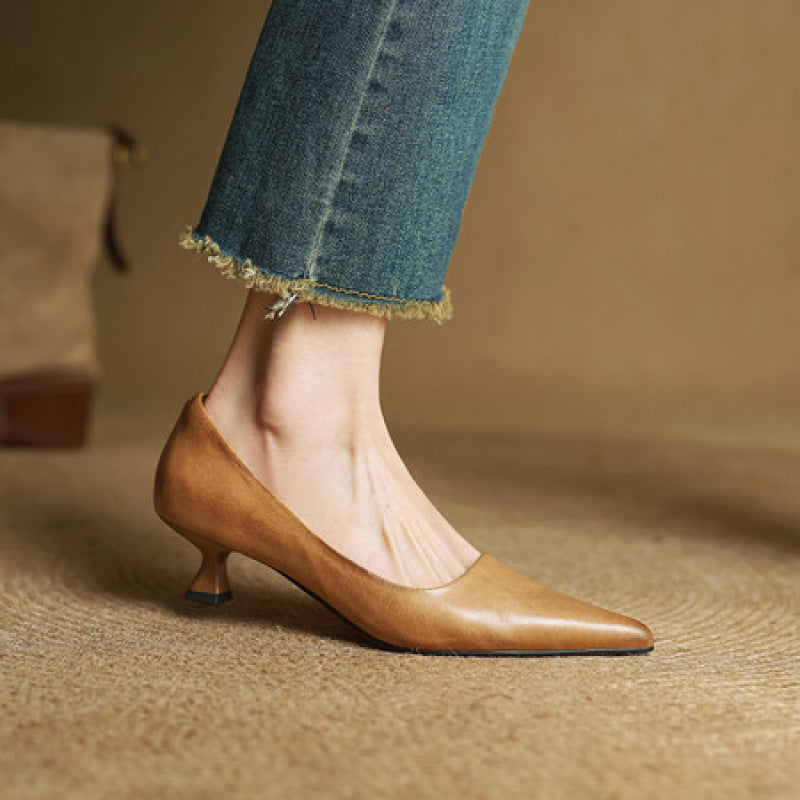 Elise™ | Sculpted Point-Toe Leather Pumps