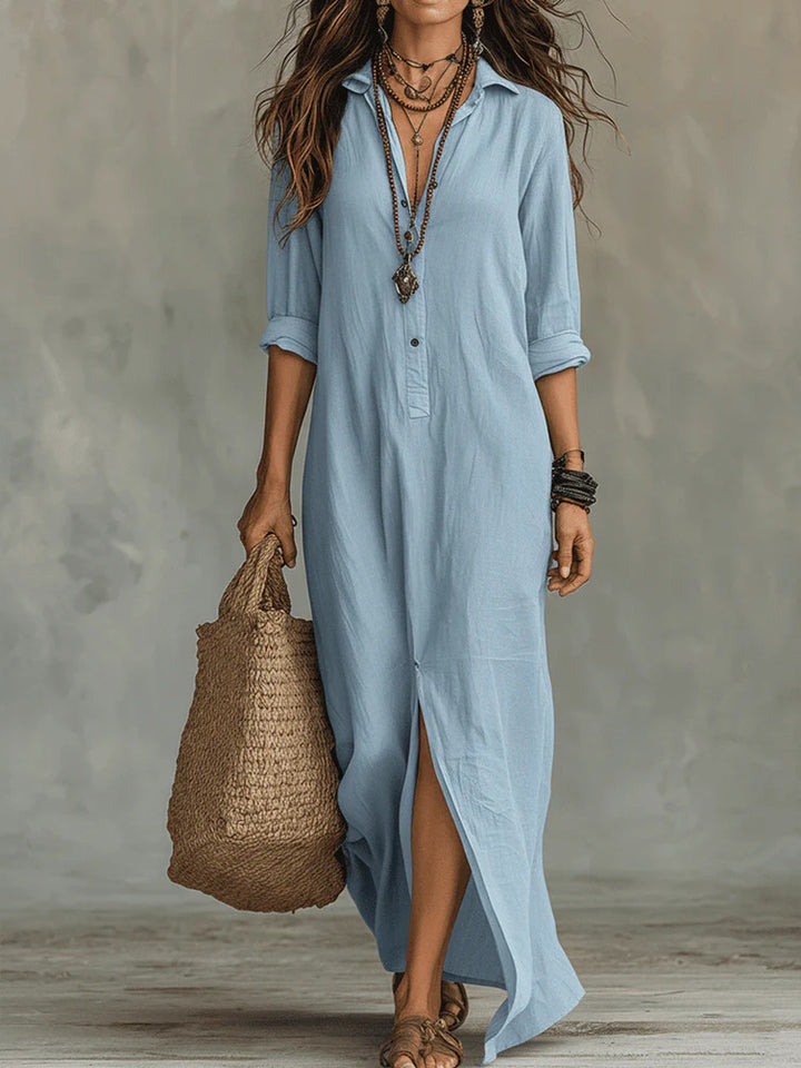 Harper™ | Bohemian Button-Front Maxi Dress