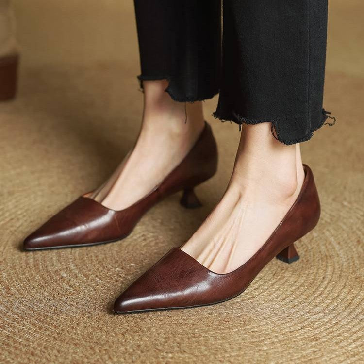 Elise™ | Sculpted Point-Toe Leather Pumps