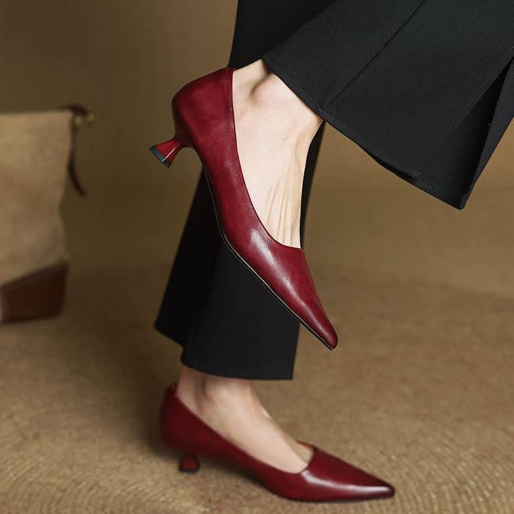 Elise™ | Sculpted Point-Toe Leather Pumps