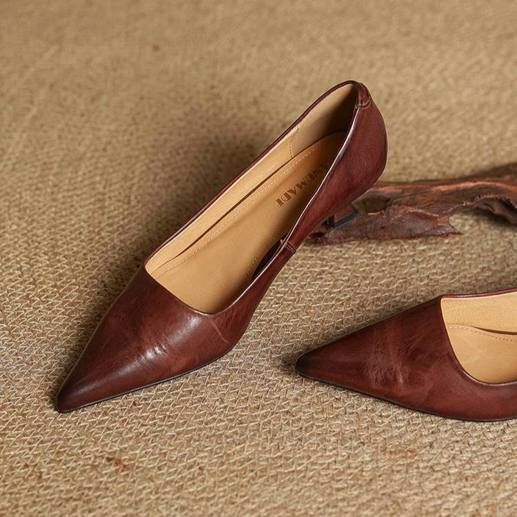 Elise™ | Sculpted Point-Toe Leather Pumps