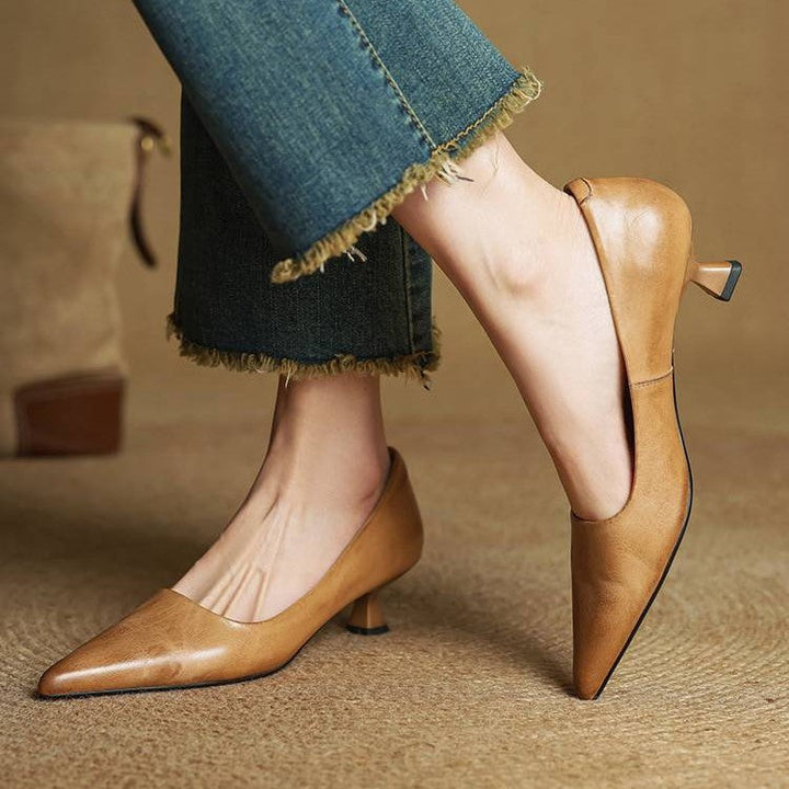 Elise™ | Sculpted Point-Toe Leather Pumps