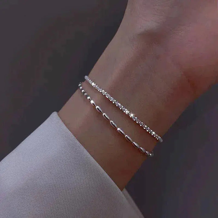 Chic Silver Bracelet Adorned with Zirconium Stones