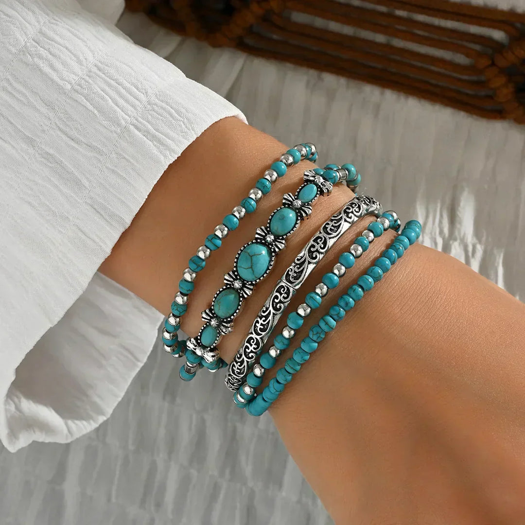 Turquoise Bead Bracelet Set