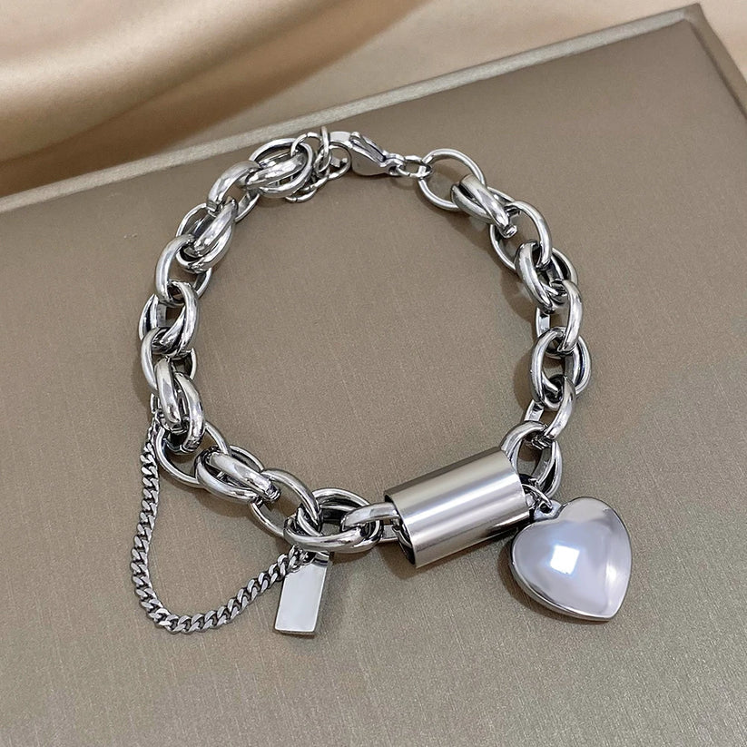Heart-Shaped Golden Charm Bracelet