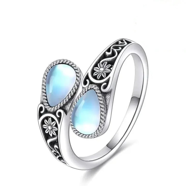 Graceful Moonstone Flower Ring