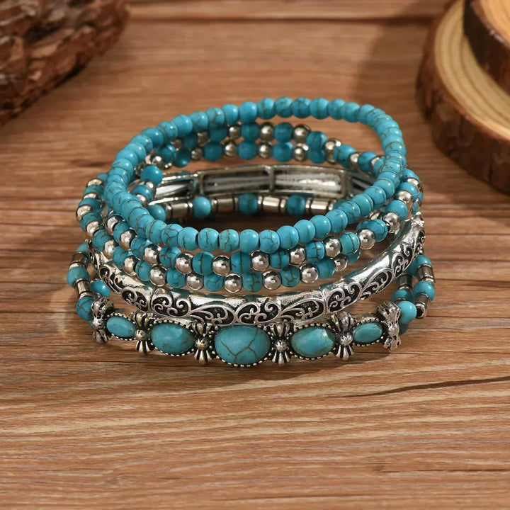 Turquoise Bead Bracelet Set