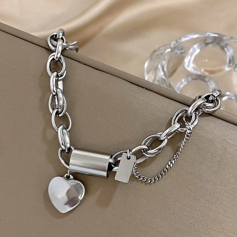 Heart-Shaped Golden Charm Bracelet