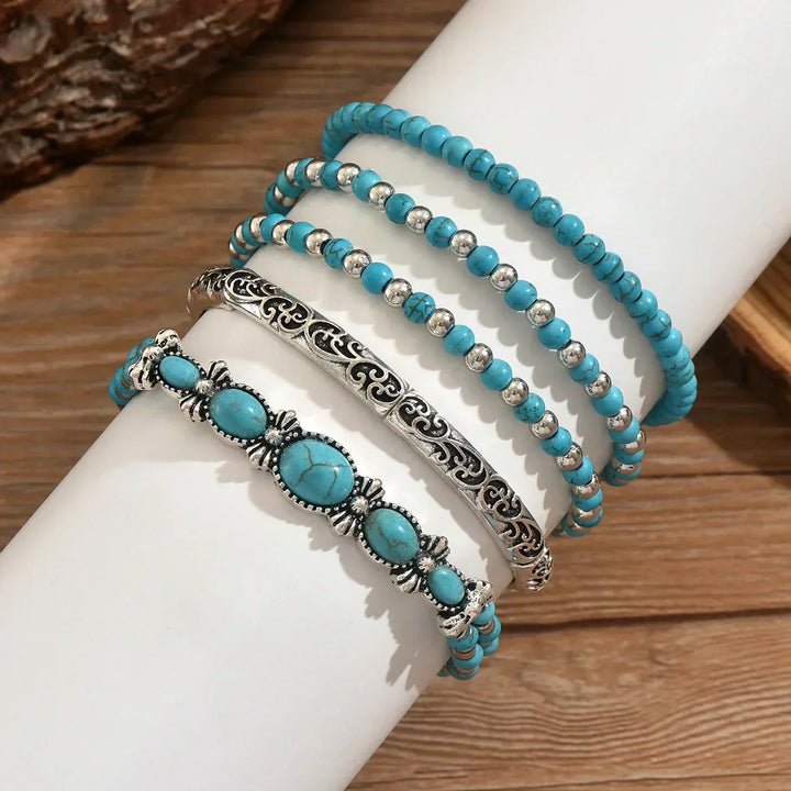 Turquoise Bead Bracelet Set