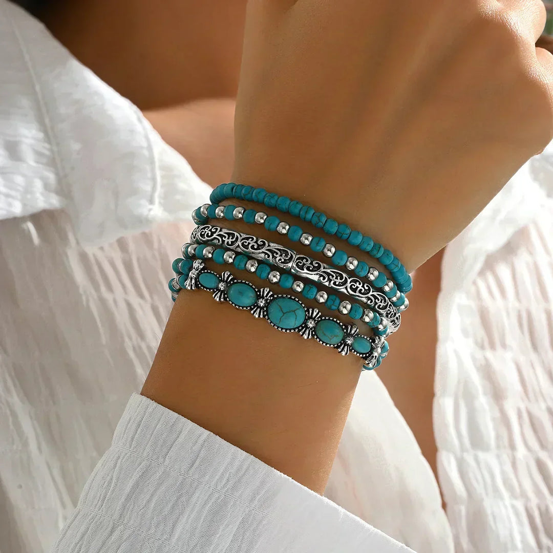 Turquoise Bead Bracelet Set