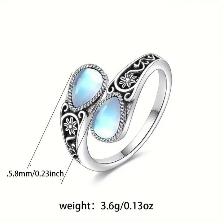 Graceful Moonstone Flower Ring