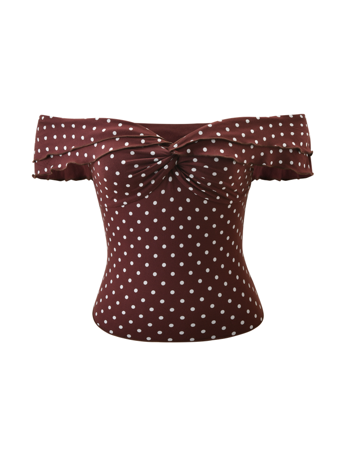 DENALI TOP - BROWN  DOT