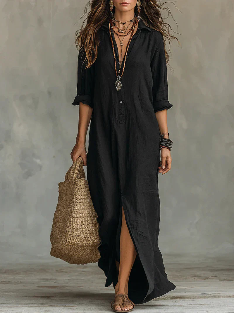 Harper™ | Bohemian Button-Front Maxi Dress