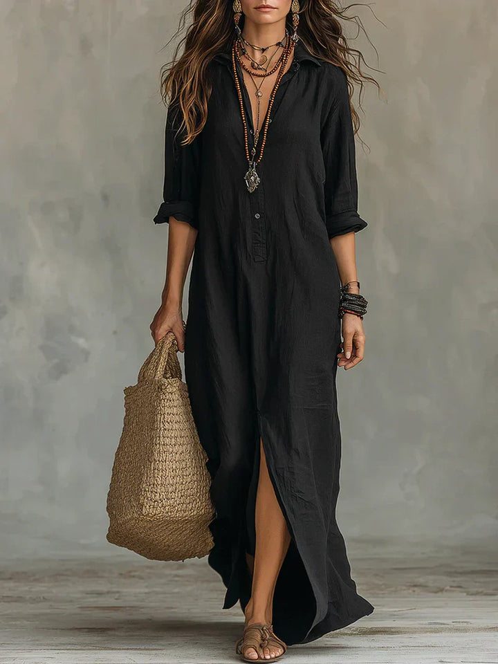 Harper™ | Bohemian Button-Front Maxi Dress