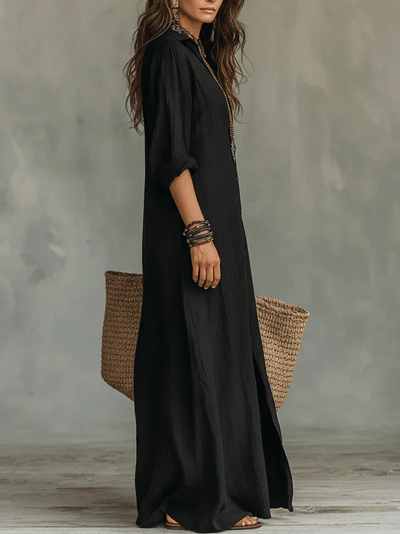Harper™ | Bohemian Button-Front Maxi Dress