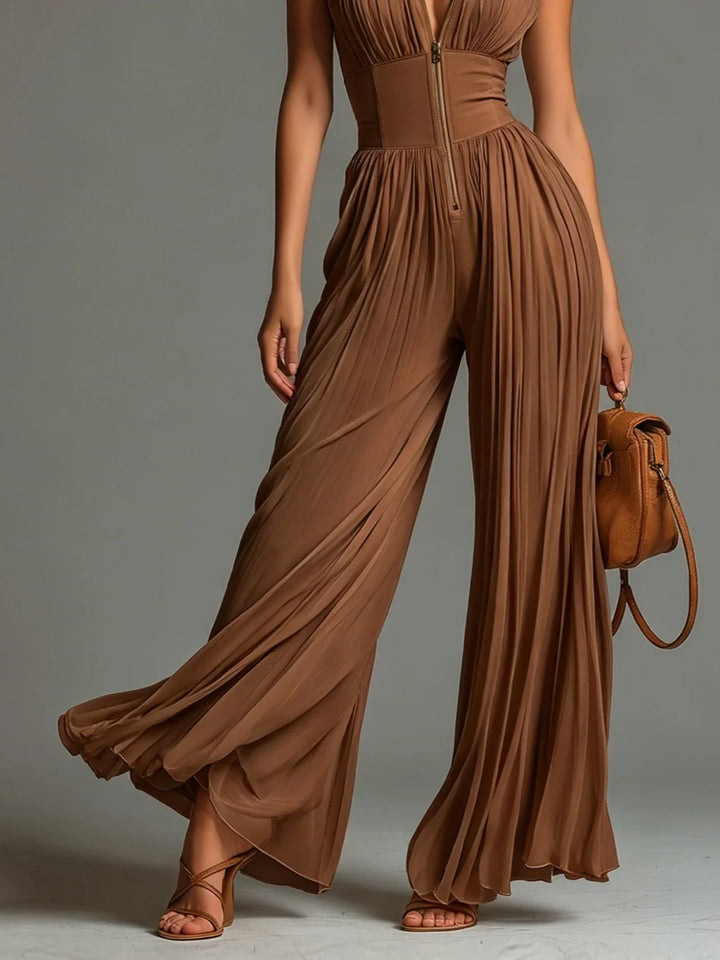 Isla™ | Ivory Cascade Halter Jumpsuit