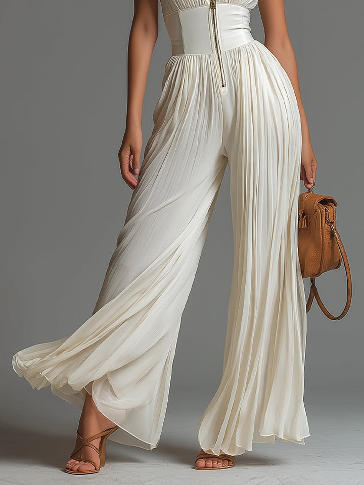 Isla™ | Ivory Cascade Halter Jumpsuit