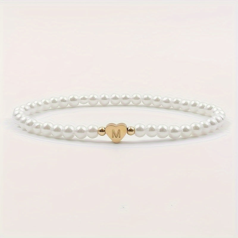 Stylish Heart Initial Bracelet (A–Z)