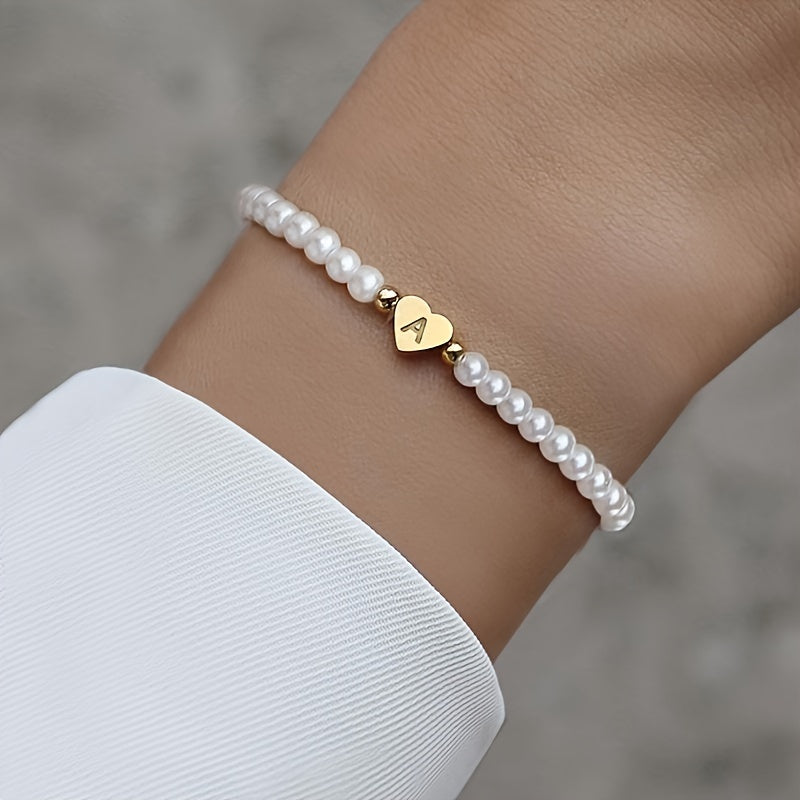 Stylish Heart Initial Bracelet (A–Z)