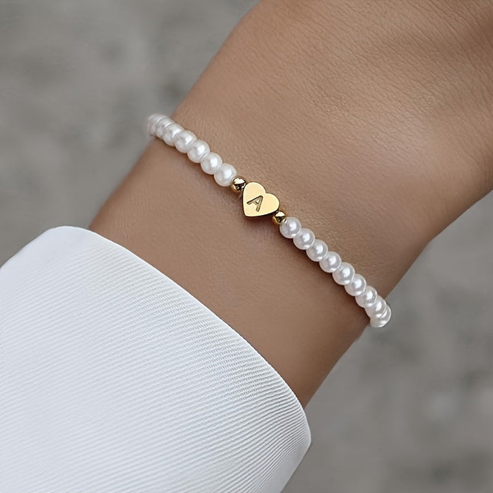 Stylish Heart Initial Bracelet (A–Z)