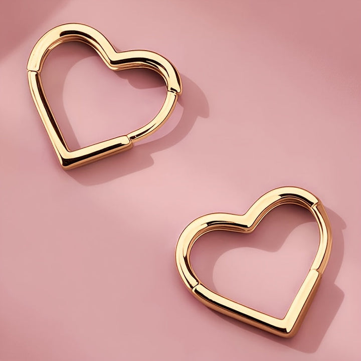 Heart-Shaped Stainless Steel Earrings in Gold