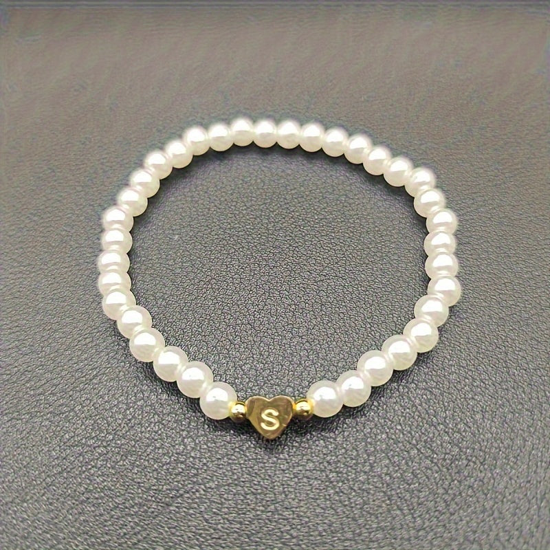 Stylish Heart Initial Bracelet (A–Z)