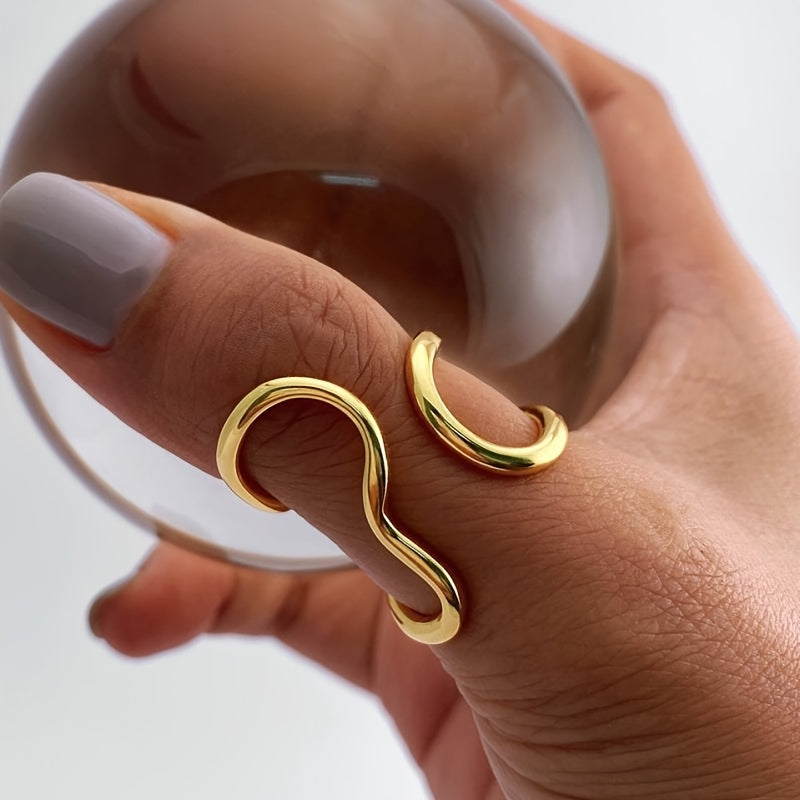 Stylish Asymmetrical Wave Ring