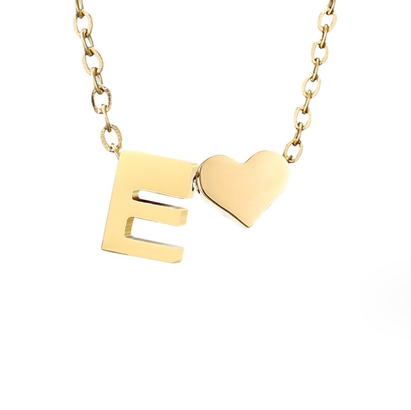 Classic Heart Pendant Necklace with Personalized Initial