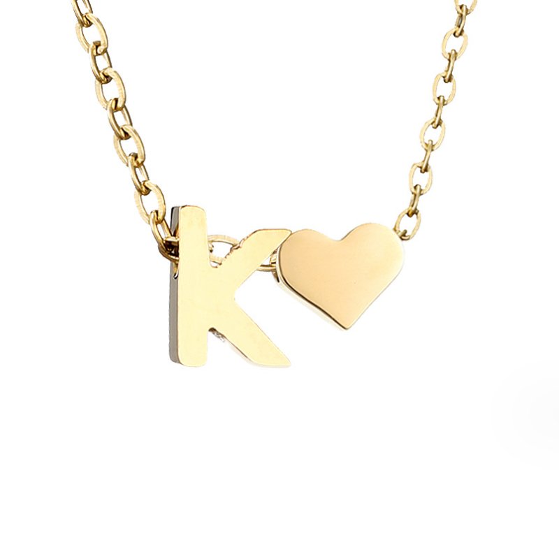 Classic Heart Pendant Necklace with Personalized Initial