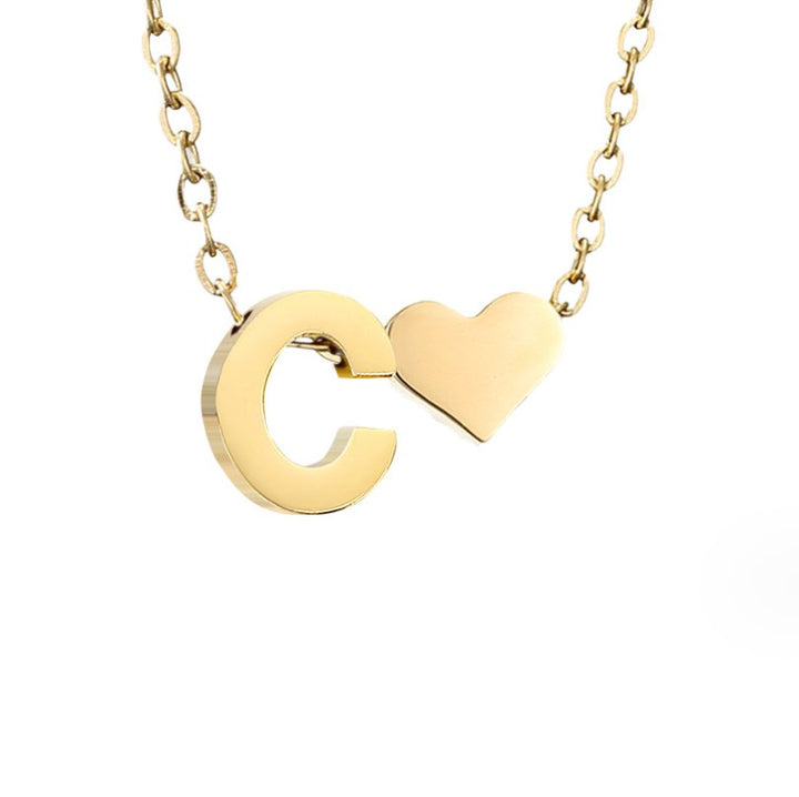 Classic Heart Pendant Necklace with Personalized Initial