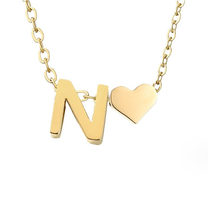 Classic Heart Pendant Necklace with Personalized Initial