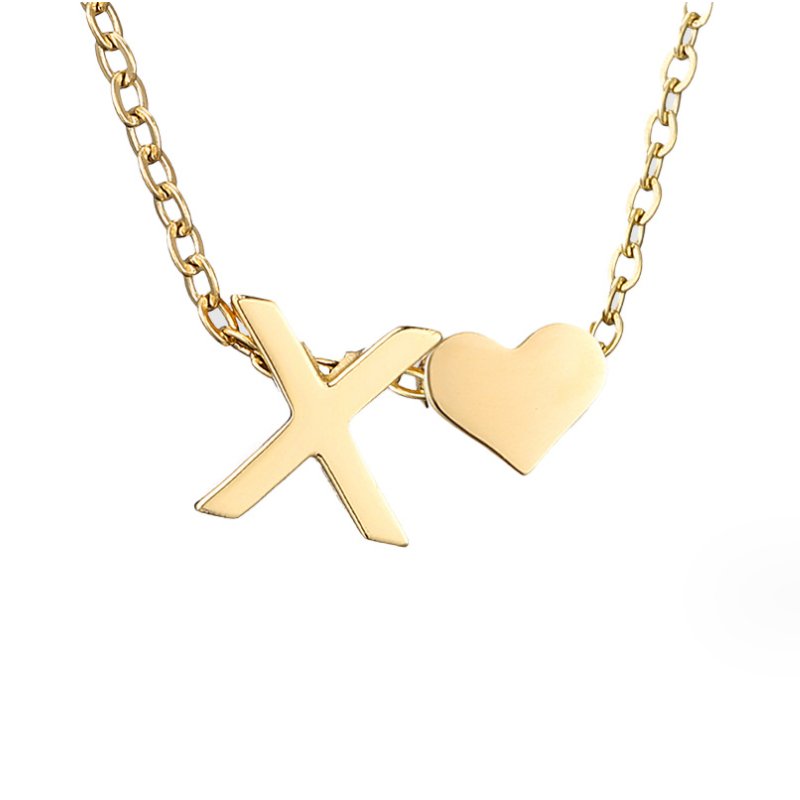 Classic Heart Pendant Necklace with Personalized Initial