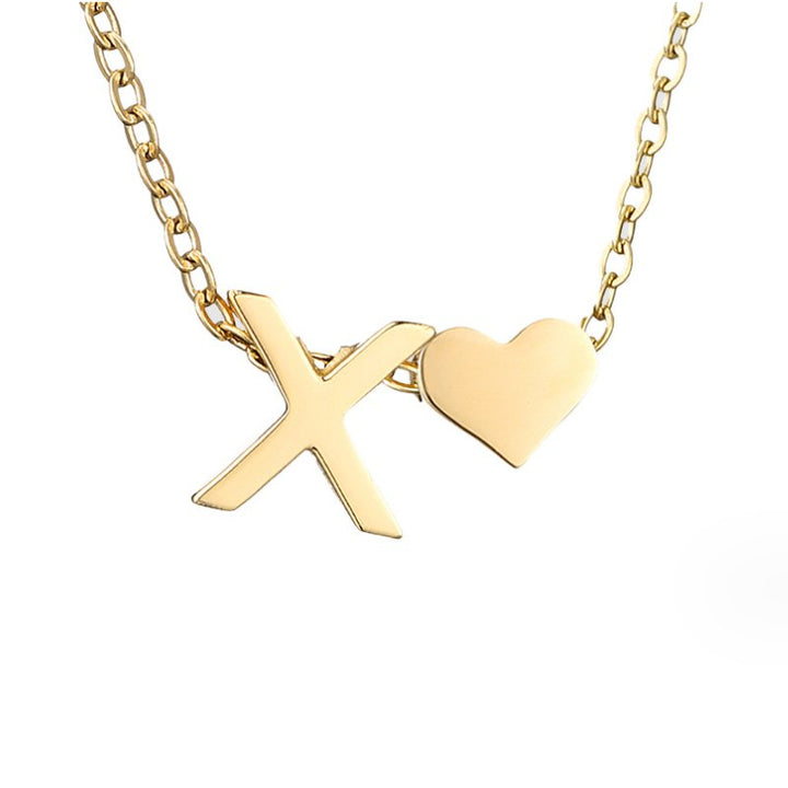 Classic Heart Pendant Necklace with Personalized Initial