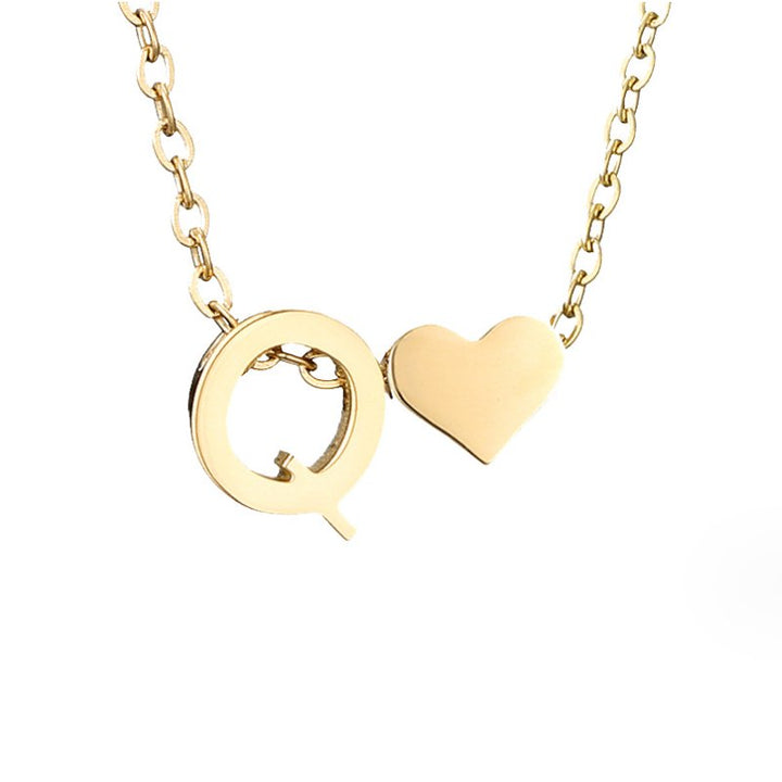 Classic Heart Pendant Necklace with Personalized Initial