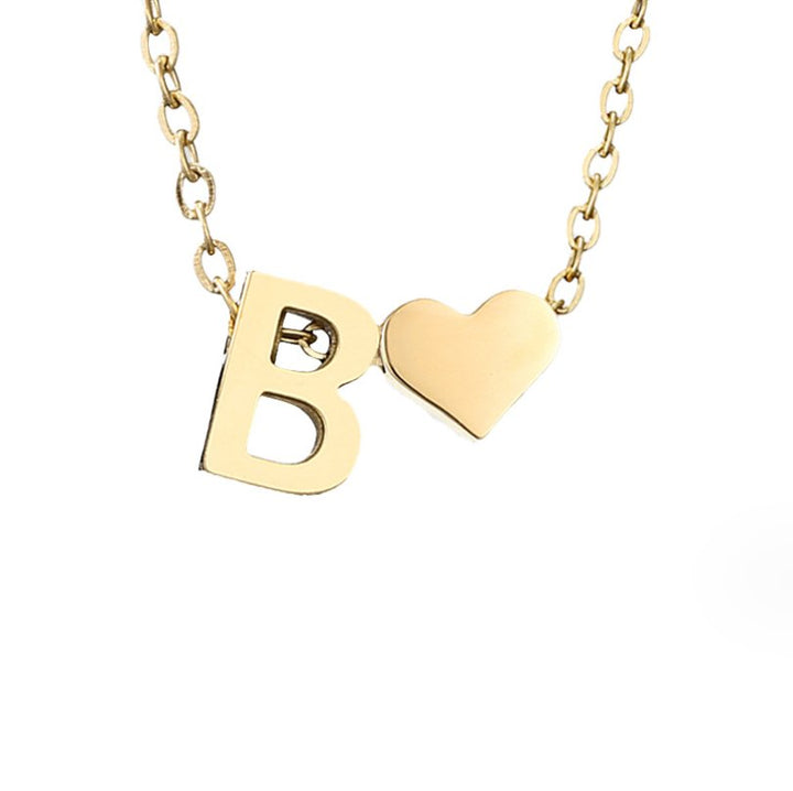 Classic Heart Pendant Necklace with Personalized Initial