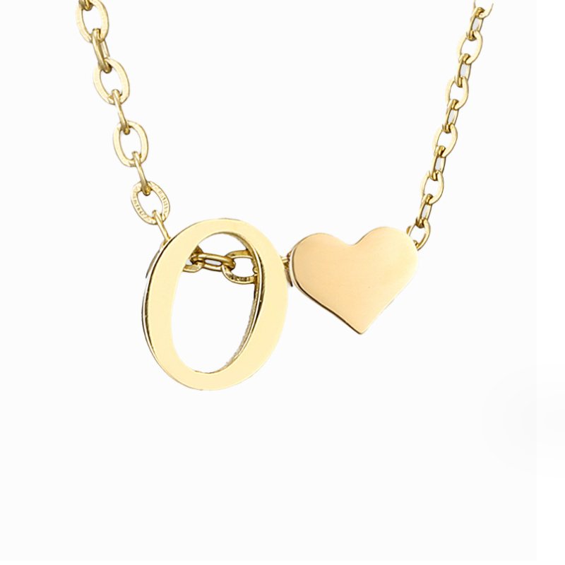 Classic Heart Pendant Necklace with Personalized Initial