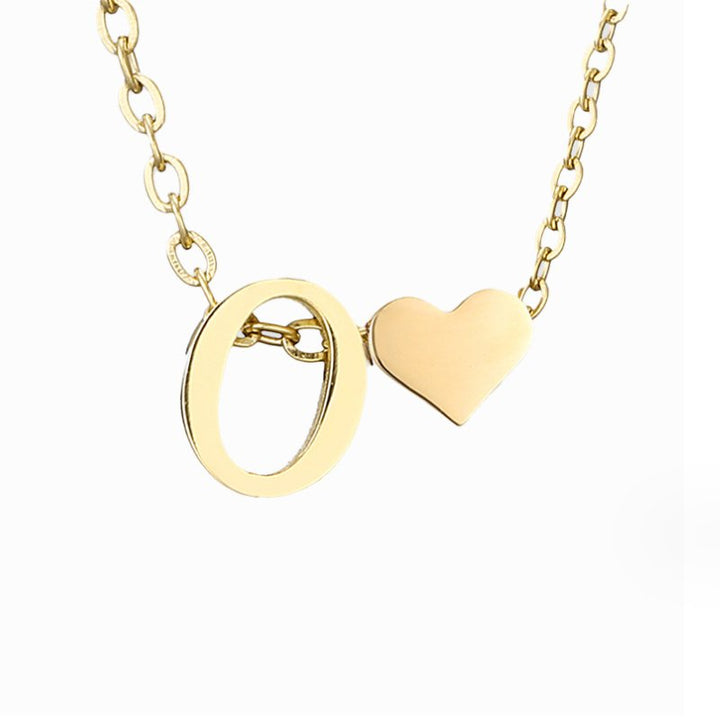 Classic Heart Pendant Necklace with Personalized Initial
