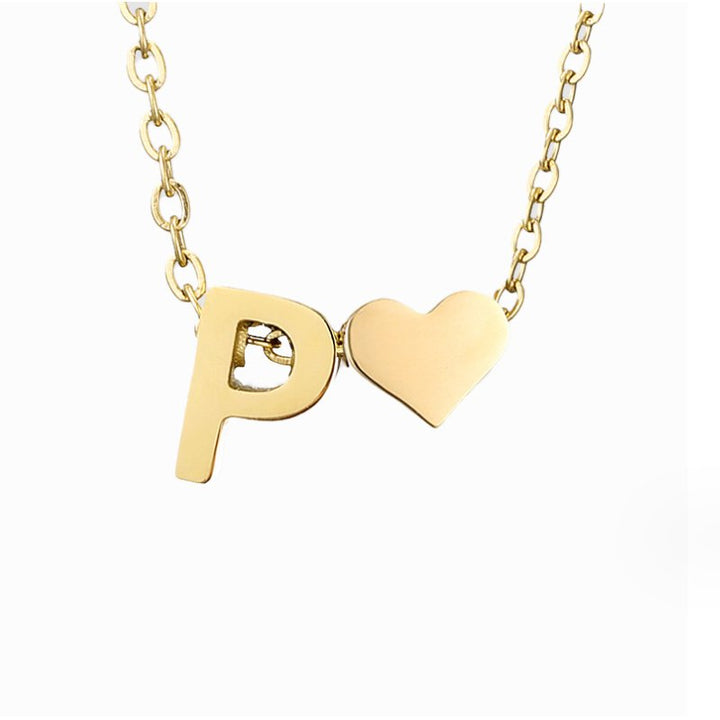 Classic Heart Pendant Necklace with Personalized Initial