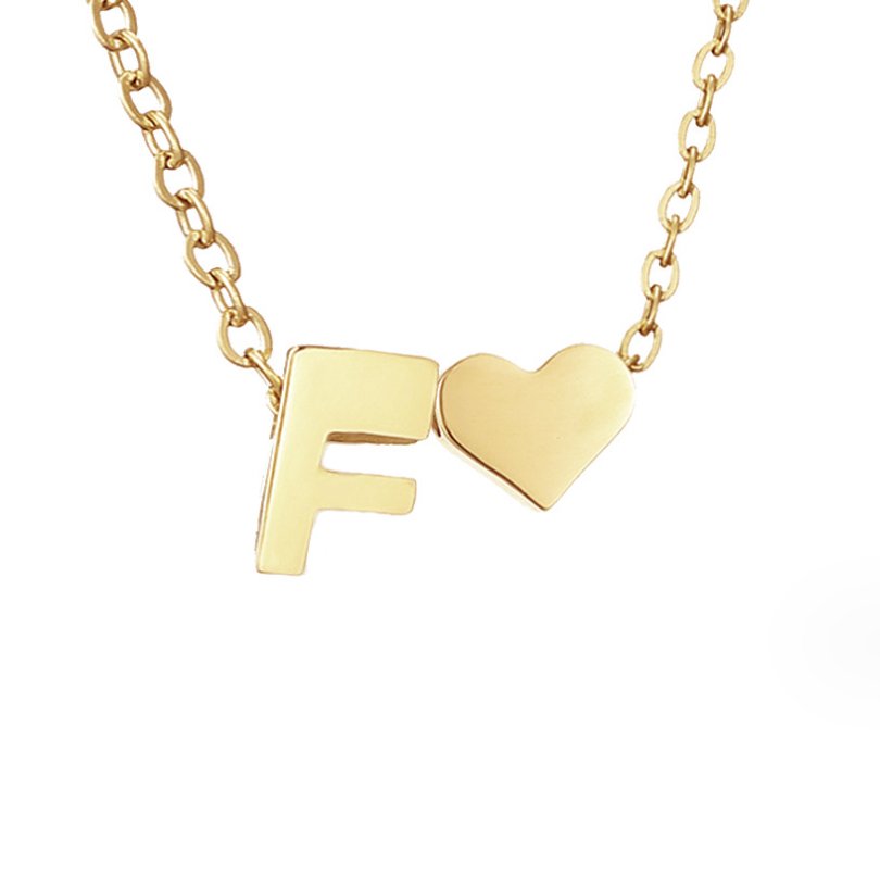Classic Heart Pendant Necklace with Personalized Initial