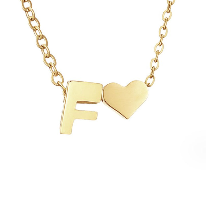 Classic Heart Pendant Necklace with Personalized Initial