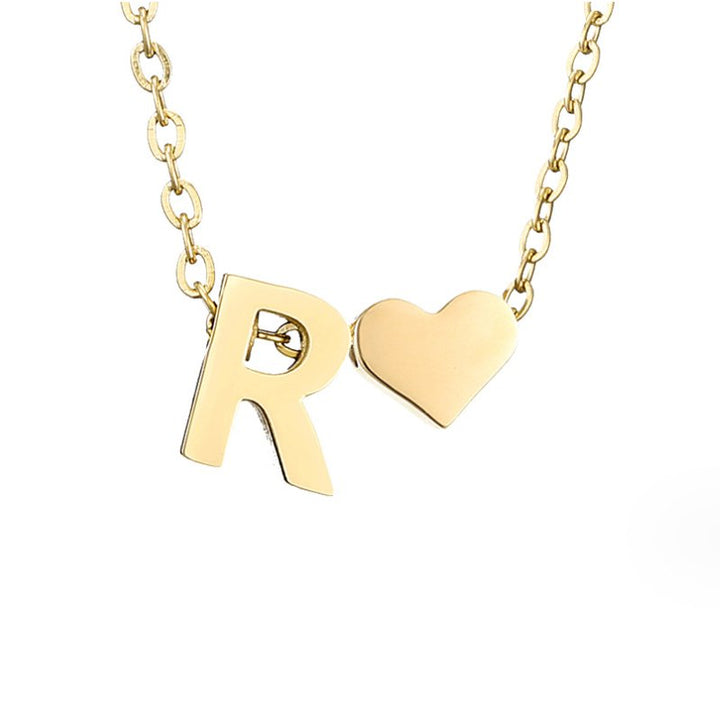 Classic Heart Pendant Necklace with Personalized Initial