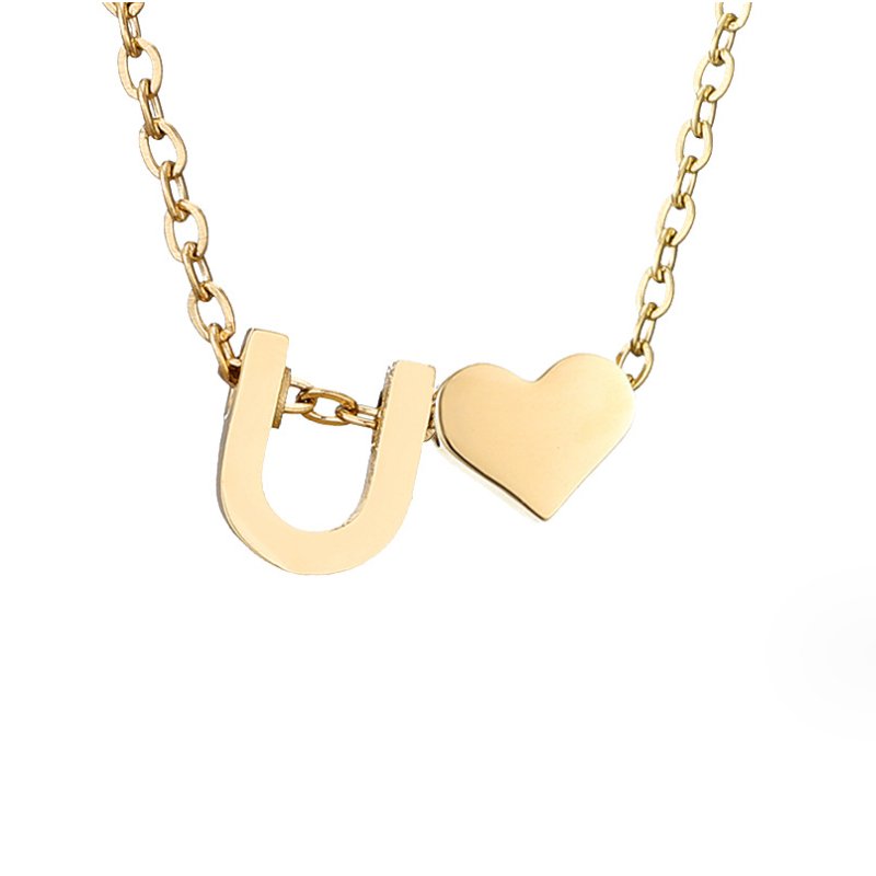 Classic Heart Pendant Necklace with Personalized Initial